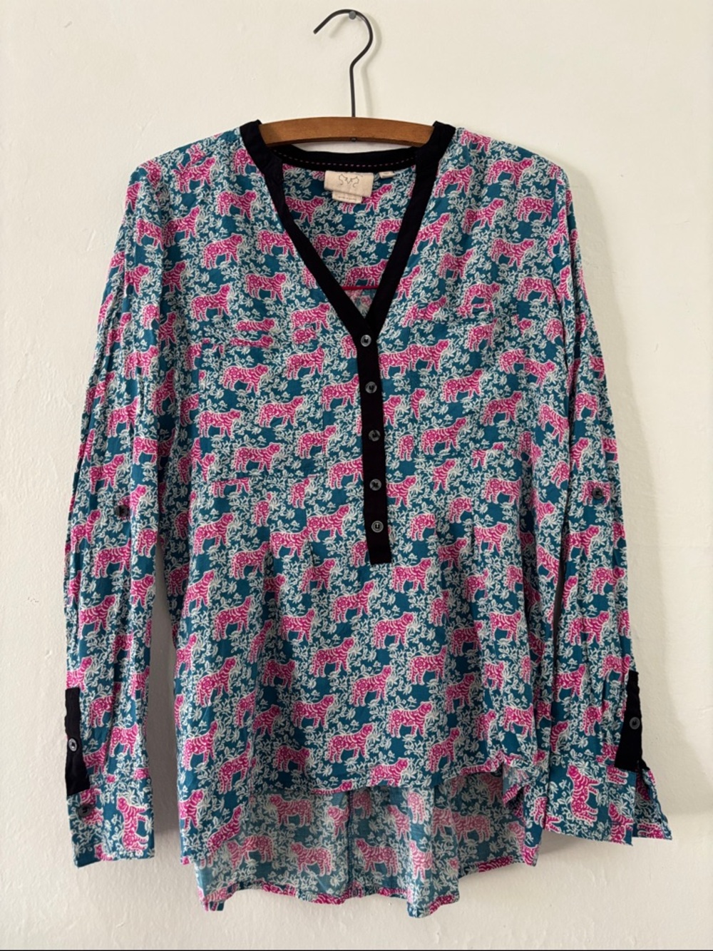 Anthropologie Long Sleeve Tiger Print Shirt